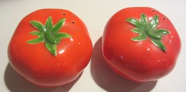 Vintage Red Tomato Shaped  Salt &amp; Pepper Shakers Japan with sticker - $33.25