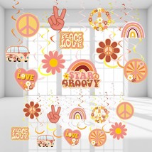 51 Pcs Two Groovy Party Hanging Swirl Decorations, Groovy Retro Hippie Boho Part - £14.38 GBP