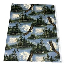 Vintage Hautman Souring Eagle Rock Mountain River Material Fabric 45”x56.5 1 Yd+ - £22.41 GBP