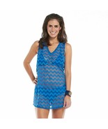 NWT Mud Pie Hillary Chevron Mesh Swim Cover Up--Cerulean Blue--Medium (8... - $21.99