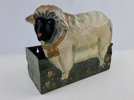 Vintage Hand painted Sheep Lamb Window Box, Planter, Flower 12&quot; x 6&quot; Tin metal - £37.89 GBP
