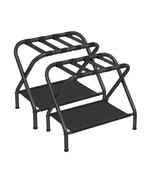SET/2 BLACK METAL LUGGAGE STANDS - $40.74 CAD