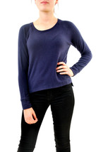 SUNDRY Womens Sweatshirt Open Sides Long Sleeve Casual Lightweight Blue ... - $36.43
