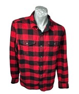 Roots Lumberjack Red Black Plaid Mens Light Jacket or Heavy Shirt Size L LS - £25.62 GBP