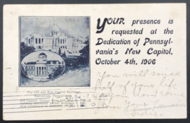 1906 Dedication of Pennsylvania New Capitol Harrisburg Invitation Postcard - £12.33 GBP