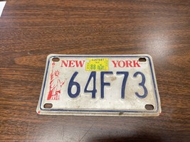 New York NY Statue of Liberty Motorcycle License Plate Tag # 64F73 Expir... - $41.83