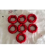 7 Red Satin Fabric Round Christmas Napkin Holders 1.5&quot; Diameter - $182.84 MXN