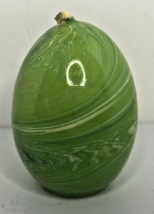 Vintage HSI Green Swirl Easter Egg Candle 2.5&quot; SKU H345 - £11.98 GBP