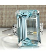 NEW 10.5 CT Aquamarine Ring~Sz 8.5~925 Sterling Silver~W/Gift Bag &amp; Free... - £16.14 GBP