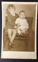 Vintage RPPC Adorable Little Girl &amp; Baby Siblings Brother &amp; Sister Real Photo - £7.89 GBP