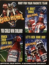 Vintage 1990 Bud Bowl Football Trading Sticker Scorecard Budweiser - $7.00