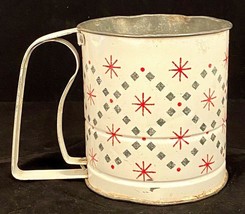 Vintage Mid Century Modern Flour Sifter White With Atomic Star Design - £16.17 GBP