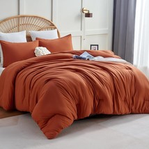 Cozylux Terracotta Comforter Set Full Size, 3, 1 Comforter &amp; 2 Pillowcases - £38.83 GBP