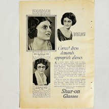 Vintage 1922 Shur-on Spectacles &amp; Eyeglasses Print Ad Shelltex Shur-On O... - £5.18 GBP