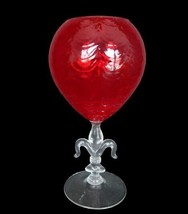 Huge vintage red &amp; clear art glass snifter compote - $49.99