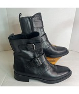 Emanuele Crasto Size 9 EU 40 Italy Black Leather Italian Moto Biker Buck... - $1,602.17 MXN