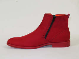 Men TAYNO Chelsea Chukka Soft Micro Suede Zip up Boot Coupe S Red image 5