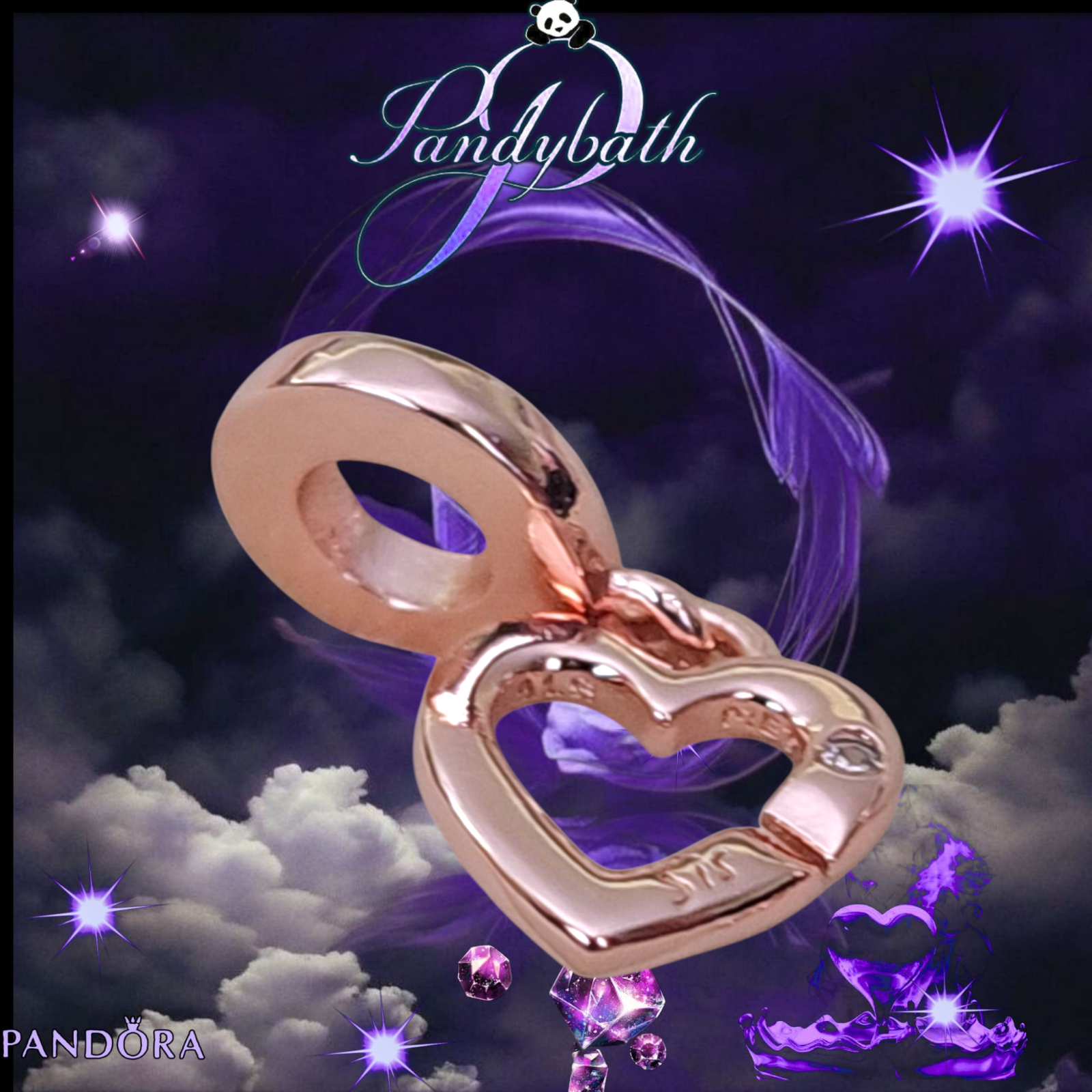 PANDORA Rose Gold Linked Sister Hearts Split Charms 789538C01 US SELLER Item image 10