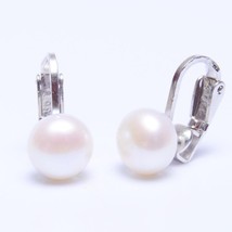 ASHIQI Real 925 sterling silver ear clip on earrings  8.5-9 mm natural freshwate - £18.77 GBP