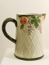 Vintage J. Willfred- Sadek Green Embossed Lattice &amp; Fruit Pattern Pitcher RARE - $44.55