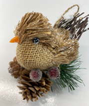 Burlap Straw Woodland Rustic Bird 5.5 in Christmas Tree Ornament - £15.02 GBP