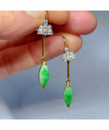 ANTIQUE ART DECO Jade Diamond Earrings 18k gold platinum GEM REPORT Make... - €2.190,27 EUR