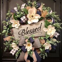 Farmhouse Magnolia Porch Wreath – 20" Round Decor for Spring, Summer &amp; B... - $100.93