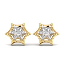 14K Yellow Gold Plated Round AAA+ Cubic Zirconia Flower Cluster Mini Stud Earrin - $59.99