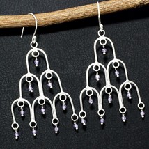 Natural Purple Zircon Rondelle Gemstone Handmade Earring For Women&#39;s Jewelry - £4.73 GBP