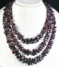 Natural Pink Garnet Beads Fancy Drops 3 Line 1062 Carats Gemstone Fine Necklace - £104.75 GBP