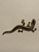 Lizard Brooch pin gold tone metal with Black Accents - £6.99 GBP
