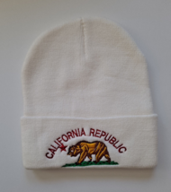 White Mens California Republic Cali Bear Beanie Skull Knit Embroidered Cap White - £8.35 GBP