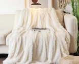 Extra Soft Faux Fur Throw, Queen Size, 78&quot; X 90&quot;, Solid Reversible, Crea... - £30.81 GBP