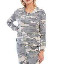 Long Sleeve Banded Hem Camo Print Jewel Neck Pullover - £30.36 GBP