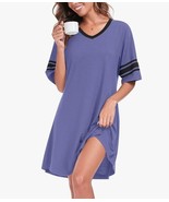 Regal Womens Nightgowns Short Sleeve Sleepshirt Sleepwear Casual V Neck ... - £10.48 GBP