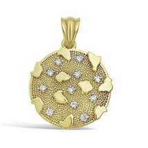 0.75cttw Diamond Nugget Round Pendant 10k Yellow Gold Mens Charm  1.7&quot; - £1,694.51 GBP