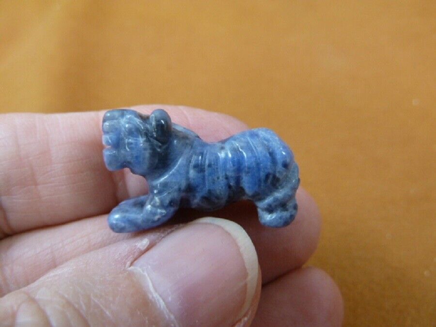 Y-TIG-505) BLUE SODALITE 1&quot; TIGER gemstone carving FIGURINE CAT tigers w... - $8.59
