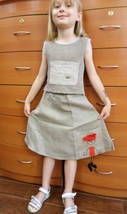 Skirt Linen Toddler Girl Made In Europe Organic Eco Pocket 3Y 4Y 5Y 6Y 7Y 8Y - £63.13 GBP
