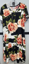 NWT 2.0 LuLaRoe XL Black &amp; White with BIG Peach Flowers Jessie Swing Dress - £41.09 GBP