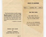 The Two Wars Brochure 1936 Franklin D Roosevelt Events to Remember  - $27.72