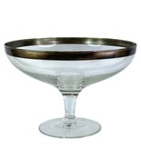 Silver Rim Glass Compote Bowl 5” H 7.5” T Footed Round Dorothy Thorpe St... - £21.93 GBP