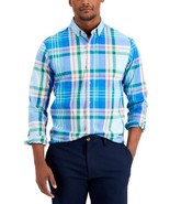 MSRP $55 Club Room Men&#39;s Slim-Fit Stretch Plaid Poplin Shirt Blue Size M... - €21,34 EUR