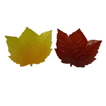 Melamine Leaf Plates Pair 2 Red Yellow Small 8x7” Autumn Fall Leaves - $9.60