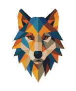 Colorful wolf face in geometric shapes - Cross Stitch Pattern PDF  - $93.40 MXN