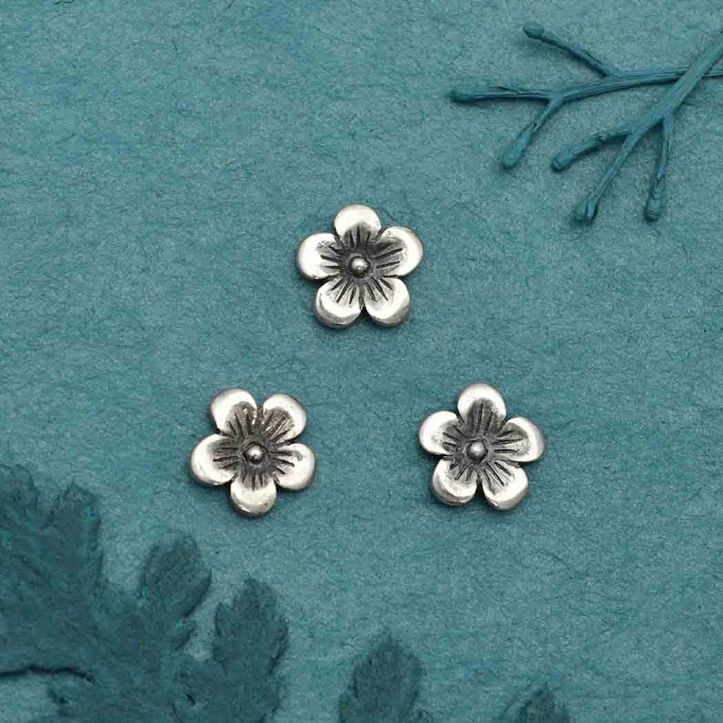 Sterling Silver Small Cherry Blossom Solderable Charm 7x7mm - $11.40