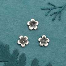 Sterling Silver Small Cherry Blossom Solderable Charm 7x7mm - $216.67 MXN