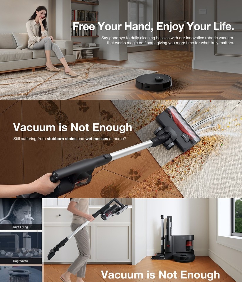 Cordless Stick Vacuum & Robot & Mopping, All-In-One Cleaning Combot, with Dual A Item image 3