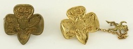 Vintage Gsa 2PC Lot Metal Brass Girl Scout Early Scouting Insignia Pins - £12.90 GBP