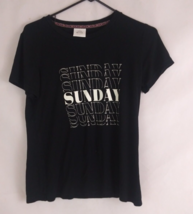 Knox Rose Women&#39;s Black T-Shirt With Echoing Sunday Design Size Medium - $13.57