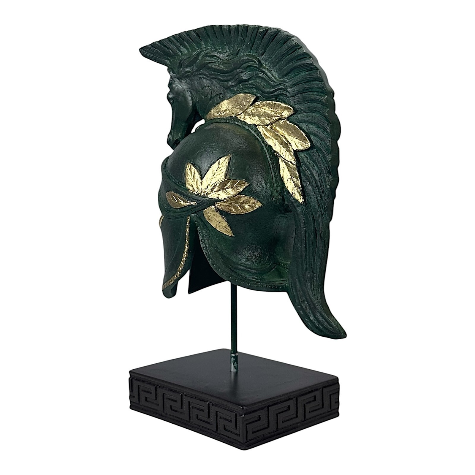 Ancient Greek Roman Hoplite Soldier Horse Helmet Sculpture Home Decor Green Item image 2